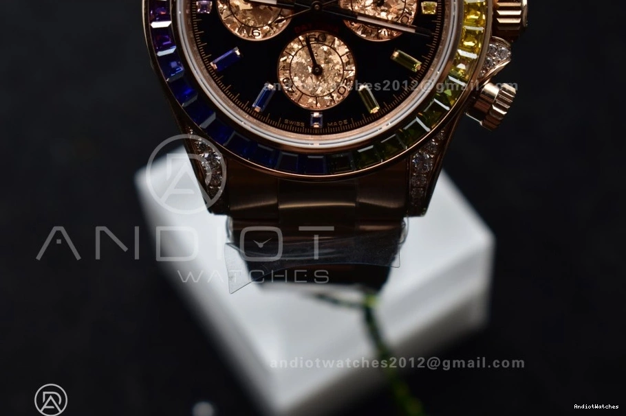 Rainbow Daytona Bracelet Black ZF Best Diamonds 1:1 116595RBOW Edition Durable on SH 776 RG Dial 1004